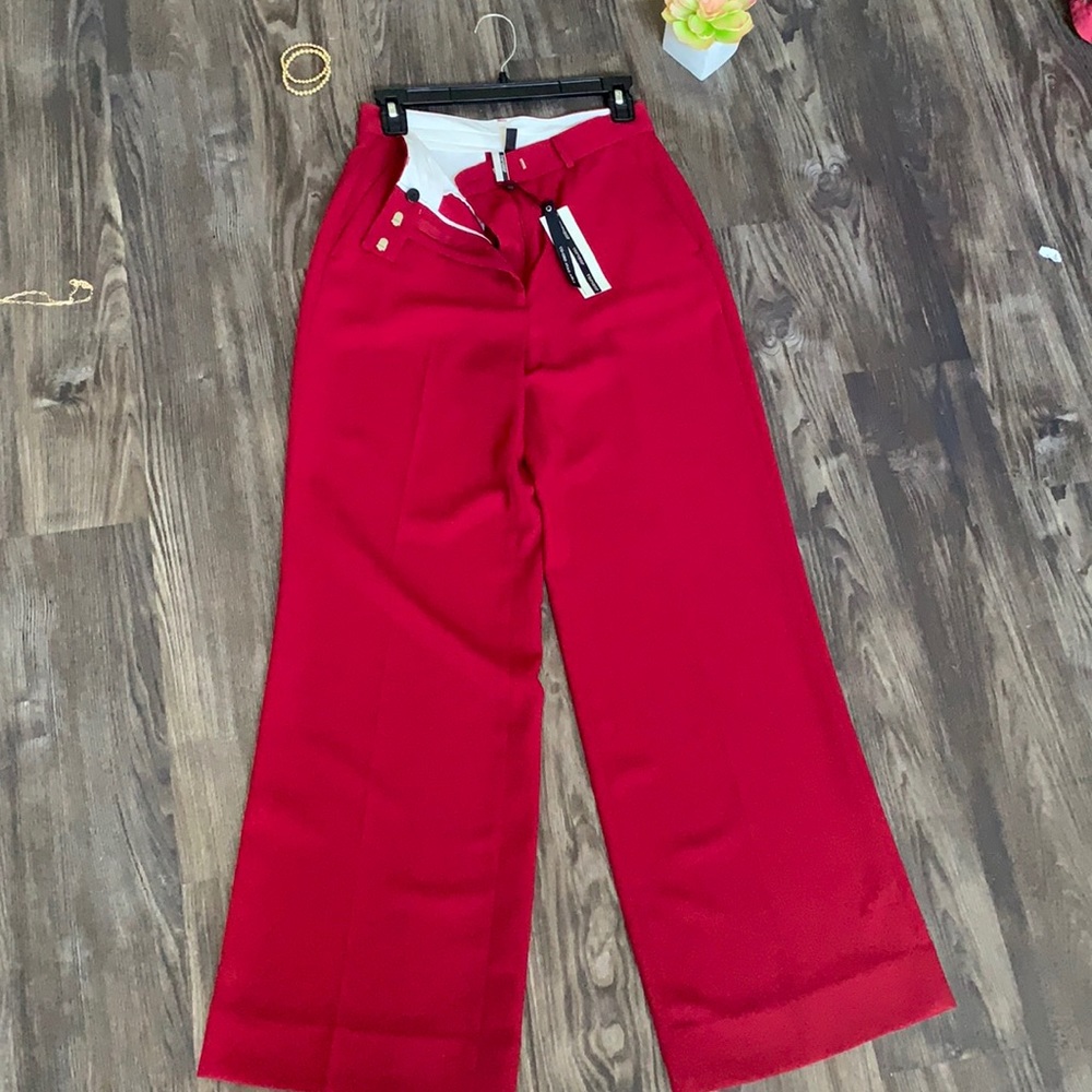 Red Topshop wide leg pants ❤️